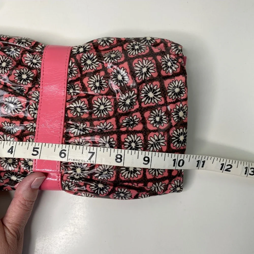 Vera Bradley Mocha‎ Rouge Frill Wristlet Clutch Wallet Floral Pink Brown Bag